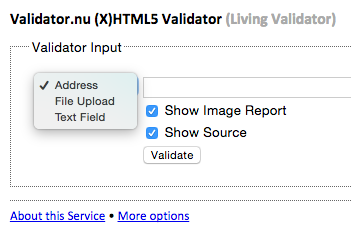 Screen shot of HTML5 validator